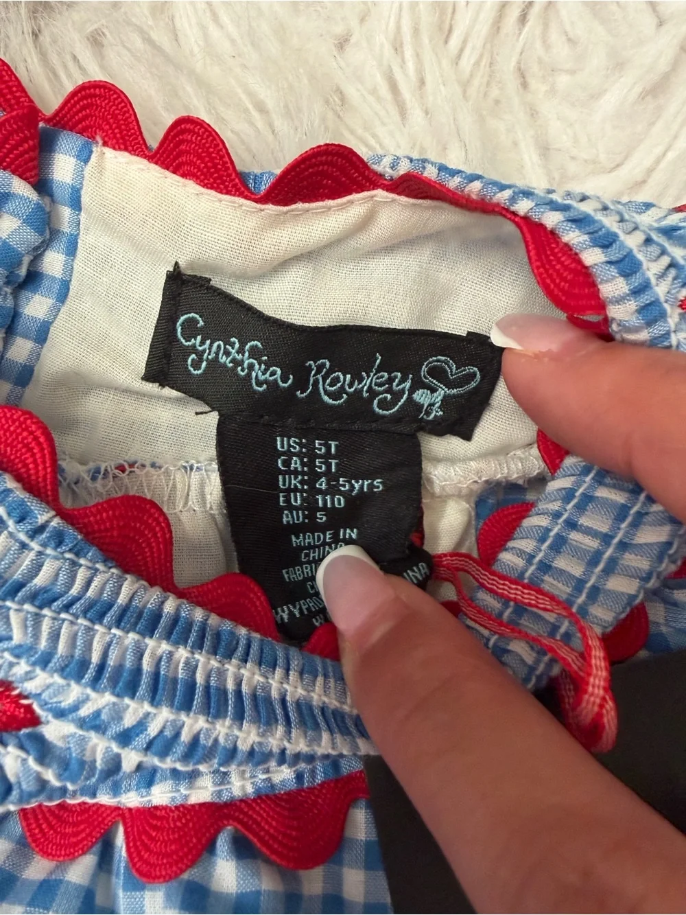 NWT Cynthia Rowley Girls 5T Blue Gingham Patriotic Dress